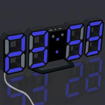 3D LED Digital Reloj de Pared de Repetición Dormitorio Escritorio de Alarma de los Relojes de Pared Colgante Reloj, Calendario, Termómetro de la Decoración del Hogar, de Regalo