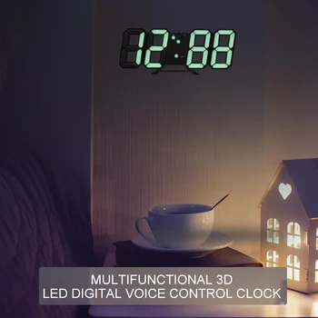 3D LED Digital Reloj de Pared de Repetición Dormitorio Escritorio de Alarma de los Relojes de Pared Colgante Reloj, Calendario, Termómetro de la Decoración del Hogar, de Regalo
