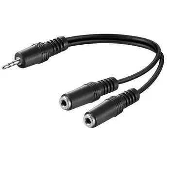 Cable divisor de audio estereo 2x Jack de 3.5 mm hembra de 3,5 mm 0,20 M Neg