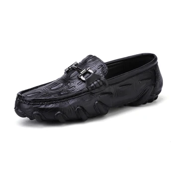 2020 Genuino Cuero de los Hombres Zapatos Casuales de Deslizamiento en el Hombre en el Plano Mocasines Negro Macho Marrón Mocasines Calzado Impermeable