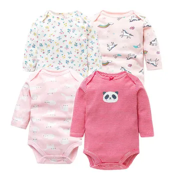 4 PCS/Lot Primavera Otoño de ropa para bebés Algodón Ropa para bebés Recién nacidos De 0-2Y Niñas Niños de Manga Larga Traje de Ropa de Bebé Conjunto