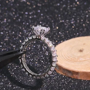 Vecalon Solitario anillo Real de la Plata Esterlina 925 Completo AAAAA Cz Compromiso de la boda banda de anillos Para las mujeres de los hombres del Dedo de la Joyería