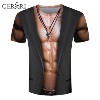 Gersri 3D Músculo Impreso Camiseta de los Hombres de Gran Tamaño de los Hombres de Manga Corta O de Cuello de Gimnasio Camisetas de Hombre Ropa de Verano Camisetas Tops de Estilo Hip-Hop