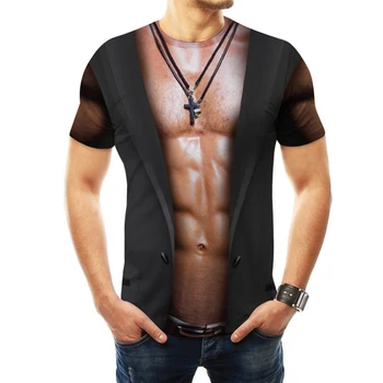 Gersri 3D Músculo Impreso Camiseta de los Hombres de Gran Tamaño de los Hombres de Manga Corta O de Cuello de Gimnasio Camisetas de Hombre Ropa de Verano Camisetas Tops de Estilo Hip-Hop