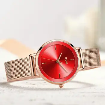 DOM Lujo de oro Rosa de Malla de la correa de la Pulsera de las Mujeres Relojes de las Mujeres de la Moda Señoras Reloj de Cuarzo reloj de Pulsera De 2020 Joven Impermeable