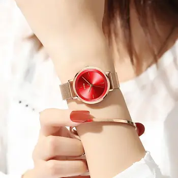 DOM Lujo de oro Rosa de Malla de la correa de la Pulsera de las Mujeres Relojes de las Mujeres de la Moda Señoras Reloj de Cuarzo reloj de Pulsera De 2020 Joven Impermeable