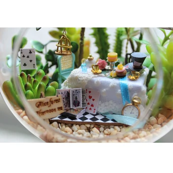 BRICOLAJE de Casa de Muñecas en Miniatura casa de Muñecas en 3D hecho a Mano de la Casa Modelo de Juguetes Para los Niños de Cristal de la Bola de Cuerda de Cáñamo Regalo de Navidad Juguetes B011 #E