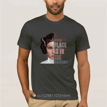 Camisetas Cortas de los hombres de la moda de Carrie Fisher womans lugar es en la resistencia para el hombre