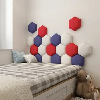 Hexagonal de la Cabecera Suave Bolsa de 3D Pegatinas de Pared Sala de estar Dormitorio Nórdico Pintura Decorativa Auto-adhesivo Suave-paquete de la Pared de Pasta
