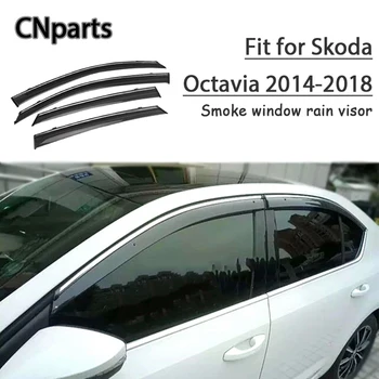 Auto Parte 4pcs ABS Para Skoda Octavia 2016 2017 2018 Coche de Humo de la Ventana de la Visera Mantener Fresco Aire de convección Accesorios