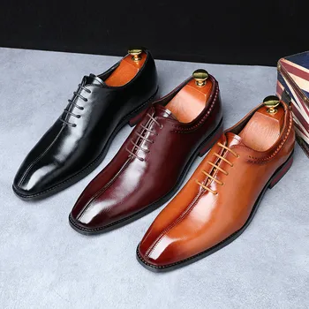 2020 más nuevos Hombres de los Zapatos de Vestir de Diseñador de la Oficina de Negocios de cordones Mocasines Casuales Zapatos de Conducción de los Hombres Plana de la Parte de los Zapatos de Cuero de 3 Colores