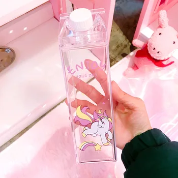 500ml Niños Lindos Rainbow Unicorn Botella de Agua del Deporte Garrafa De Agua de Plástico de la Coctelera Portátil de Mi forma de Beber de la Botella por Botella de Agua,P
