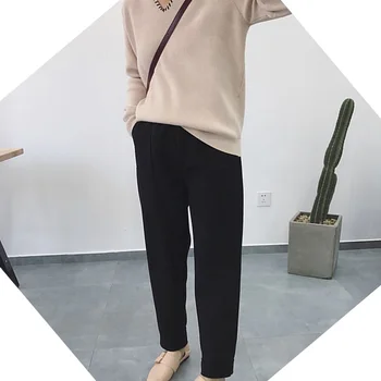 Casual Mujer Pantalones Sueltos, Pantalones Harem, 2021 el Otoño y el Invierno las Mujeres Estilo coreano de Tobillo-longitud de Joker Pantalones de Cintura Alta 6993 50