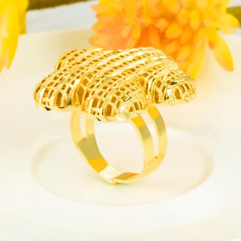 Tamaño ajustable anillo de color dorado Etíope Africano de la joyería de las mujeres grandes de la boda anillo exagerada anillos que se pueden abrir