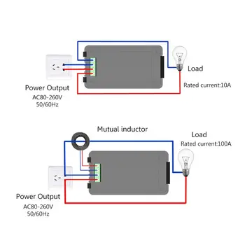 6in1 Digital de la CA de 80~260V Poder Monitor de Energía de Corriente de Voltaje KWh Watt Metro 100A