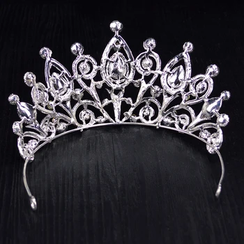 De plata Barroca de Cristal Grande de la Corona del Pelo de la Joyería de diamantes de imitación de Cristal de la Reina de la Novia tiara de la Corona De la Boda Accesorios para el Cabello HG-005
