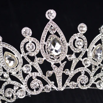 De plata Barroca de Cristal Grande de la Corona del Pelo de la Joyería de diamantes de imitación de Cristal de la Reina de la Novia tiara de la Corona De la Boda Accesorios para el Cabello HG-005