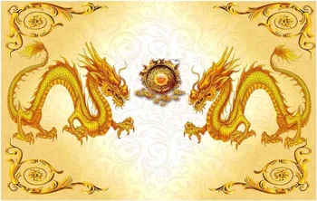 Personalizado mural de la foto 3d papel pintado de estilo Chino dragón doble juego de la bola de la decoración de la pintura 3d murales de papel tapiz para paredes 3 d
