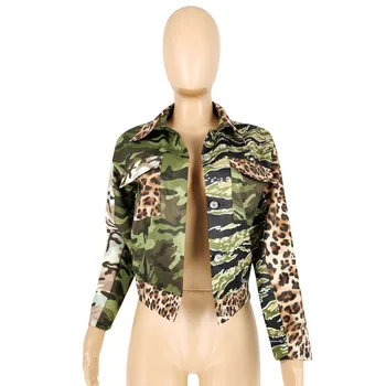 Tsuretobe Leopardo De Retazos De Camuflaje Chaquetas Para Mujer De La Moda Chaqueta Recortada Otoño 2020 De Ropa De Mujer Ropa De Abrigo De Las Mujeres