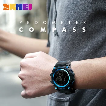 SKMEI Calorías Podómetro para Hombre Reloj de los Deportes de la Moda Digital Impermeable Militar relojes de Pulsera de la Brújula Relogio Masculino