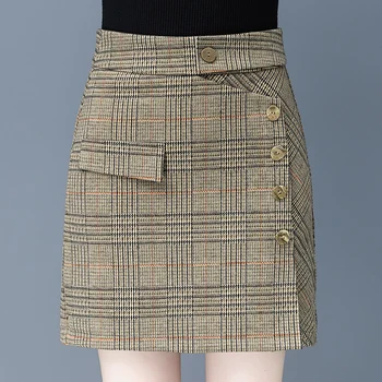 Engrosamiento de la lana falda de las mujeres de falda corta versátil otoño / invierno 2020 bolsa nueva falda de cintura alta de la cadera de Una línea de invierno de la falda
