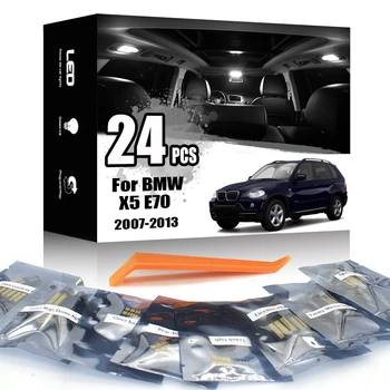 KAMMURI 24Pcs Libre de Errores Blanco Para BMW X5 E70 led LED Interior de la Cúpula Mapa Tronco Piso de Puerta Placa de Licencia del Kit de Luz (2007-2013)