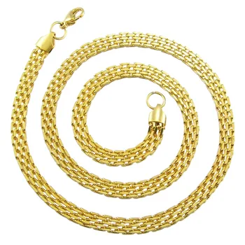 Los Hombres de la moda Masculina de Oro Collar de Cadena de Oro Planos de Acero Inoxidable de la cadena de malla de 6 mm de Ancho Collar de la Joyería Para los Hombres de Regalo