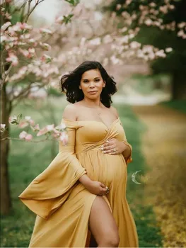 La Fotografía Vestido Sexy Maxi Maternidad Disparar Vestidos Shoulderless Trailing Embarazo Vestido De La Foto De La Proposición De Ropa Para Mujeres Embarazadas