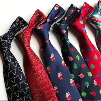 2019 Nuevo Clásico de 8cm de Navidad Lazos Hombres de Santa Claus Árbol de Navidad Gravatas jacquard Tejido de la Corbata de Rayas Corbata Corbatas