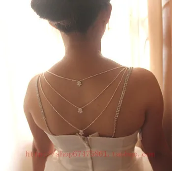De múltiples capas de cristal borla de la espalda de la cadena de diamantes de imitación de lencería de la correa de accesorios de boda
