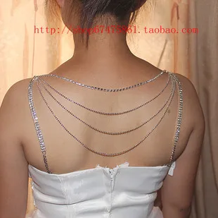 De múltiples capas de cristal borla de la espalda de la cadena de diamantes de imitación de lencería de la correa de accesorios de boda