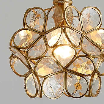Nórdicos LED Flor de Cobre de la Lámpara Colgante de Cristal de Tiffany Cocina Dormitorio Comedor Sala de estar de Iluminación en el Hogar Hotel Colgante de Luz de la Luminaria