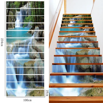 13Pcs 3D Auto-adhesivo de la Escalera Vertical de la Escalera de la etiqueta Engomada Escénica Mural de la Calcomanía de la prenda Impermeable de la Pared Pegatinas de Decoración para el Hogar en el Arte fondo de pantalla