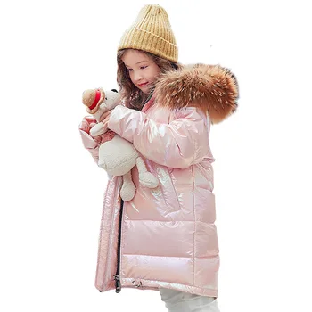 2020 las niñas de la Moda de la ropa de Abajo Chaqueta Cálida Niño Abrigo parka Fur real Chico Adolescente Espesar Abrigo del Frío Invierno ropa de traje de nieve