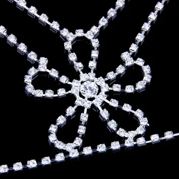 StoneFans Declaración de Flores de diamantes de imitación Corpiño Superior Femenino Brillante de Cristal de la Playa de Bikini Cadenas para las Mujeres en el Pecho Accesorios de la Joyería