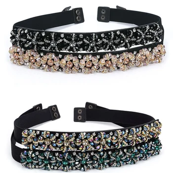 2020 de diseño de Lujo de la Nueva Llegada de Cristal Elástica Mujeres Cinturón Ancho con diamantes de imitación Elegante cinturones para mujer de Alta Calidad TOYOOSKY
