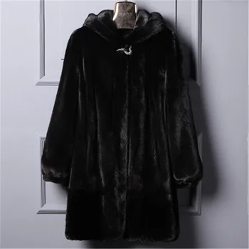 Nueva 2018Plus talla S - 6XL las Mujeres de Invierno Sueltos de Piel Sintética Capa con una capucha Larga Cálida Piel Falsa chaquetas Abrigos