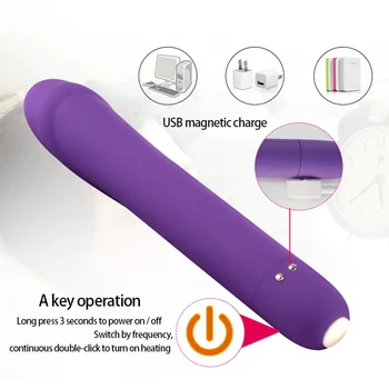 10 la Velocidad de Calefacción Vibrador Magic Wand Masajeador de punto G Vibrador USB Recargable de la Estimulación del Clítoris r Adulta de los juguetes Sexuales para Mujeres