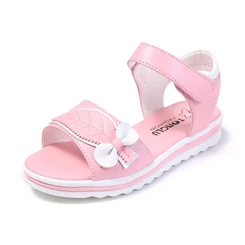 2020 de Verano de la Moda de Niño Niña Rosa Blanco Arco Sandalias de Playa de la Princesa Plana Zapatos de Bebé de Niña de No-deslizamiento Suave de la parte Inferior Romano Zapatos