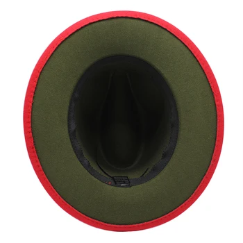 60CM Sombrero de Estilo Británico Rojo vino rojo de la parte Inferior de Retazos de Fieltro de Jazz de la Tapa de los Hombres de las Mujeres Planas de Borde Lana Fedora Sombreros de Panamá Sombrero de Tapas