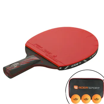 1PCS 6 Estrellas de Tenis de Mesa de Hoja de Profesionales de la Raqueta de ping-pong Nano-Carbono de Largo Mango Corto de Padel Raqueta con Bolsa de transporte de 3 Bolas
