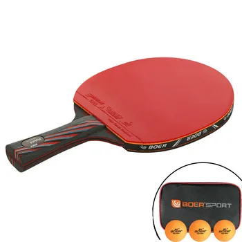 1PCS 6 Estrellas de Tenis de Mesa de Hoja de Profesionales de la Raqueta de ping-pong Nano-Carbono de Largo Mango Corto de Padel Raqueta con Bolsa de transporte de 3 Bolas