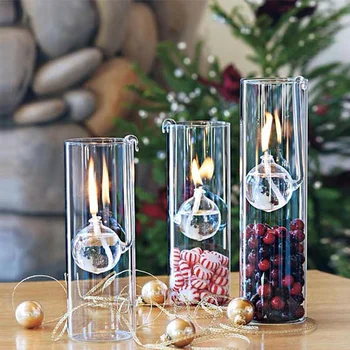 Creativas Europeas romántico cilíndrico de vidrio transparente lámpara de aceite de la boda decoración de regalo en vez de titular de la vela en casa
