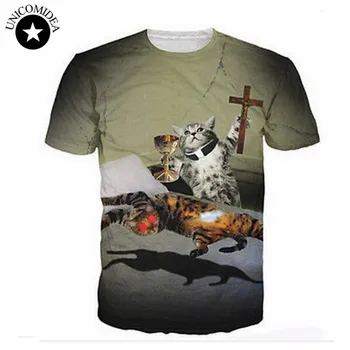 2020 Nuevo de la Moda las Mujeres los Hombres Exorcismo Gato Animal Print 3D Camisetas 3d Gatos Gatito Camiseta Tops ropa de Abrigo Camisetas Casual Camiseta