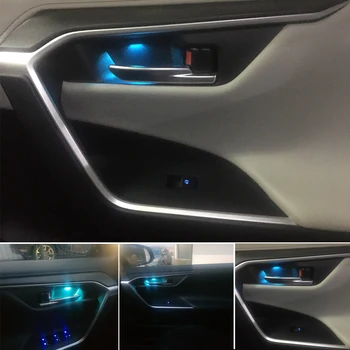 Del coche del LED de la Puerta Bowl Apoyabrazos de la Atmósfera de la Luz Interior Luces Decoración de Puerta Bowl Manejar Marco de Luz para Toyota RAV4 2019 2020