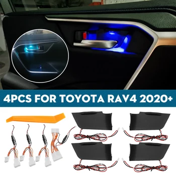 Del coche del LED de la Puerta Bowl Apoyabrazos de la Atmósfera de la Luz Interior Luces Decoración de Puerta Bowl Manejar Marco de Luz para Toyota RAV4 2019 2020
