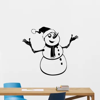 Muñeco de nieve de Año Nuevo Regalo de la etiqueta Engomada de la Pared de Navidad Decoración de la Habitación de Vinilo Arte Extraíble Cartel Mural de Diseño Calcomanías Pegatinas LX217