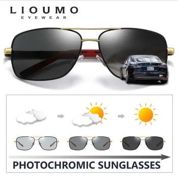 LIOUMO Diseño de la Plaza de las Gafas de sol Para los Hombres Polarizada Fotocromáticas de Conducción Gafas de Mujer Camaleón Lentes UV400 lentes de sol hombre
