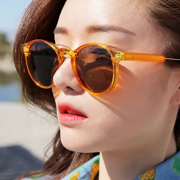 2018 Marca De Diseñador De Las Mujeres Redondas Gafas De Sol Retro Vintage De Sol De Cristal De Las Mujeres De Ojo De Gato Gafas De Sol Oculos De Sol Feminino 5451 R