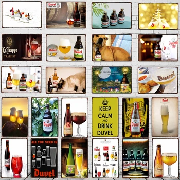 Cerveza belga Decorativos Signos Placa de cocina de Metal de la Vendimia de la Pared de la Música de Bar Restaurante Casa de Arte de el Hombre de la Cueva de Decoración 30X20CM DU-7737A